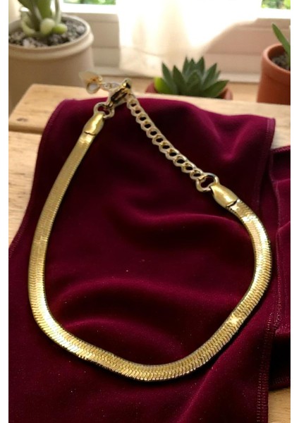 Çelik Italyan Zincir Balık Sırtı Yılan Bileklik Gold Gümüş Renk Sevgili Arkadaş Bileklik 2 Adet modelleri
