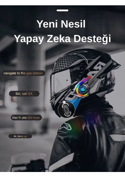 Y21 Rgb Işık Efektli Intercom Bluetooth Motosiklet Kask Kulaklığı Intercom Kulaklık
