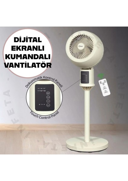 Uzaktan Kumandalı Dijital Göstergeli Sirkülasyonlu Stand Vantilatör