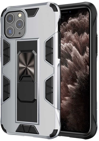 Apple iPhone 11 Pro Max Kılıf Zırhlı Tank Korumalı Standlı Sert Silikon Volve Kapak