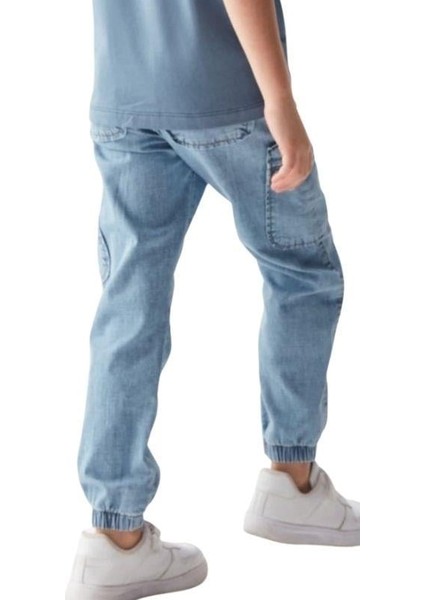 Çocuk Esnek Ince Kumaş Paçası Lastikli Kot Pantolon fiyatları