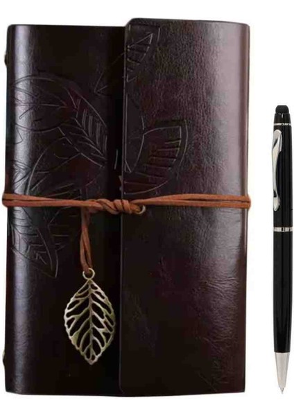 Özel El Yapımı Deri Kapaklı Eskitme Sayfa Defter & Özel Kalem Hediyeli – Vintage Nostaljik Günlük, Anı, Hatıra, Ajanda Özel Gün Hediyesi