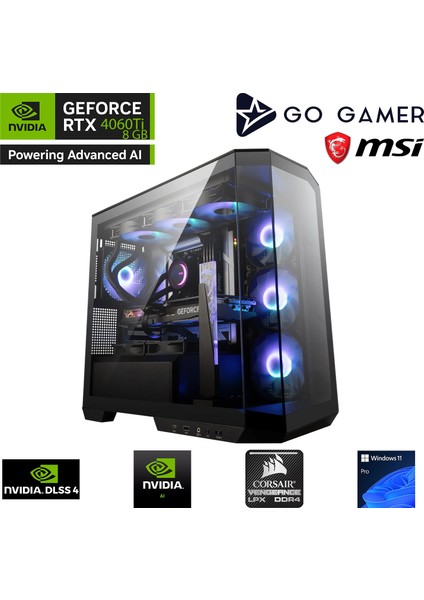 GA160DP Amd Ryzen 5 5600X / 32GB 3200MHZ / 1tb Nvme SSD 5000-3600MB-SN Gen4 / RTX4060TI 8gb / Msı 27" 180Hz. / Windows 11 Pro Masaüstü Bilgisayar