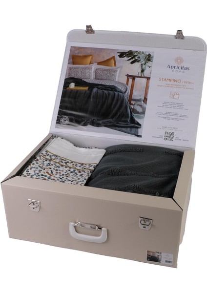 Çift Kişilik Trıkolu Battanıyelı Set Stampıno Petrol - Nevresım indirimleri