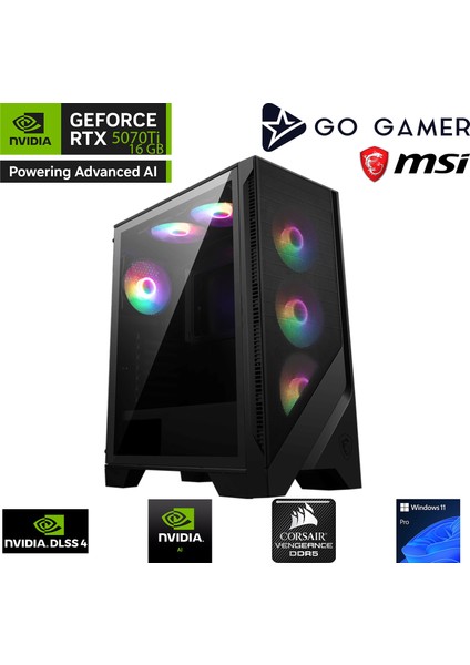 GA615 Amd Ryzen 5 9600X / 64GB Ddr5 6000MHZ / 2tb Nvme SSD 6000-5000MB-SN / Rtx 5070 Ti 16GB / 240MM Sıvı Soğutma / Windows 11 Pro Masaüstü Bilgisayar