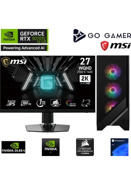 GA500DC Amd Ryzen 5 7600X3D / 64GB Ddr5 6000MHZ / 2tb Nvme SSD 6000-5000MB-SN / Rtx 5070 Ti 16GB / 240MM Sıvı Soğutma / Msı 27" 2k 180Hz. / Windows 11 Pro Masaüstü Bilgisayar