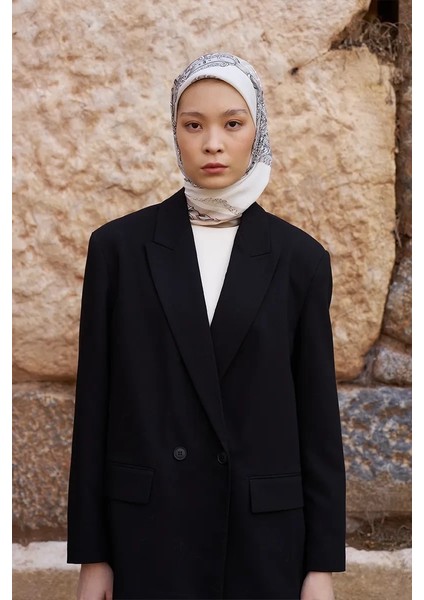 Bej Ed Scarf Glaze Chain Desen Eşarp