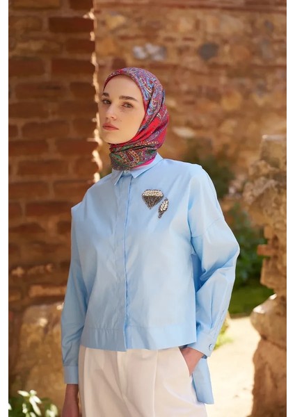 Pembe Ed Scarf Glaze Endles Desen Eşarp