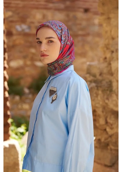 Pembe Ed Scarf Glaze Endles Desen Eşarp