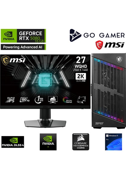 GA1339DK Amd Ryzen 7 9800X3D / 64GB Ddr5 6000MHZ / 2tb Nvme SSD 6000-5000MB-SN / Rtx 5080 16GB / 360MM Sıvı Soğutma / Msı 27" 2k 180Hz. / Windows 11 Pro Masaüstü Bilgisayar