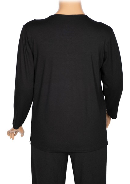 Cimariva Kadın Meyra Büyük Beden O Yaka Nakışlı Siyah Bluz modelleri