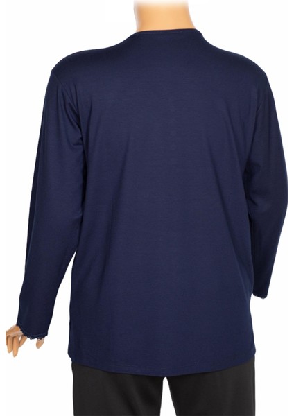 Cimariva Kadın Meyra Büyük Beden O Yaka Nakışlı Lacivert Bluz modelleri