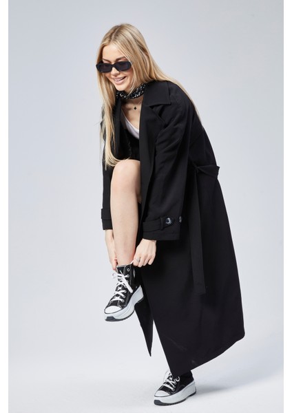 Kadın Oversize Astarlı Trençkot