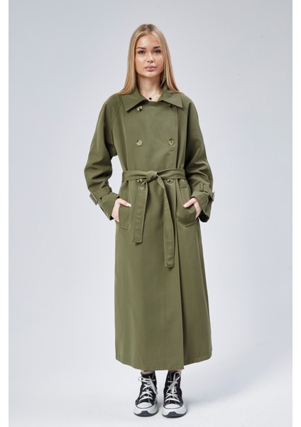Kadın Oversize Kuşaklı Trençkot