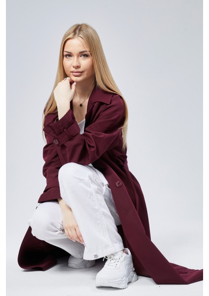 Kadın Oversize Astarlı Trençkot