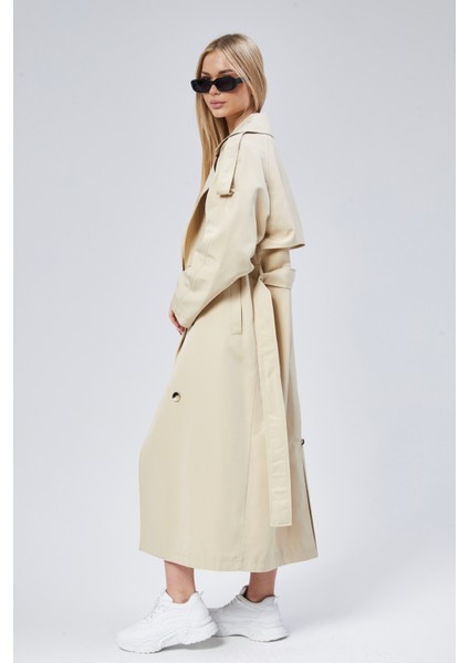 Kadın Oversize Astarlı Uzun Trençkot modelleri