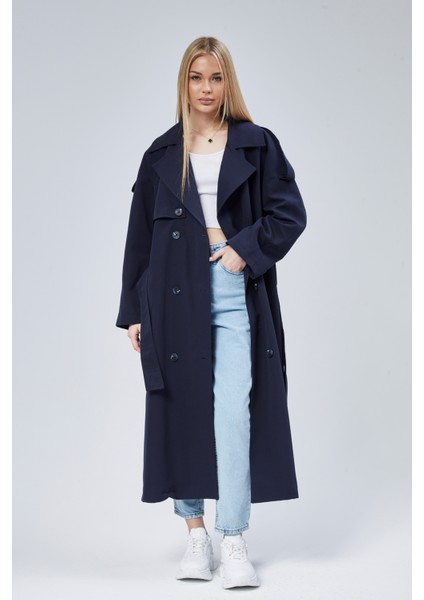 Kadın Oversize Astarlı Uzun Trençkot fiyatları