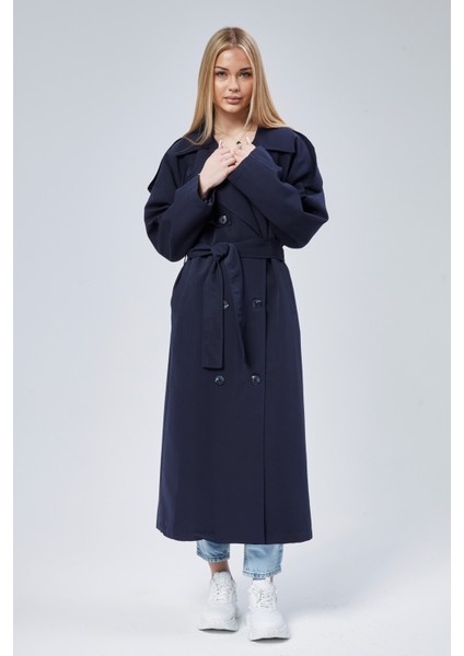 Kadın Oversize Astarlı Uzun Trençkot modelleri