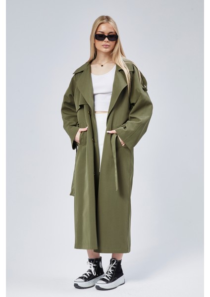 Kadın Oversize Astarlı Uzun Trençkot modelleri