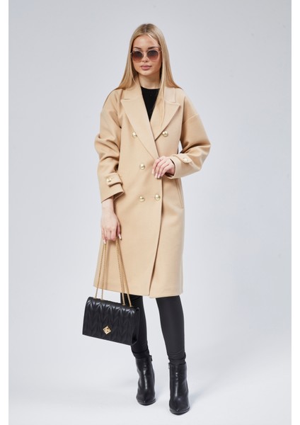 Kadın Kruvaze Yaka Düğme Detaylı Kaban indirimleri