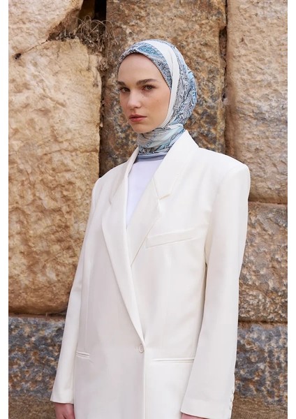Mavi Ed Scarf Glaze Chain Desen Eşarp