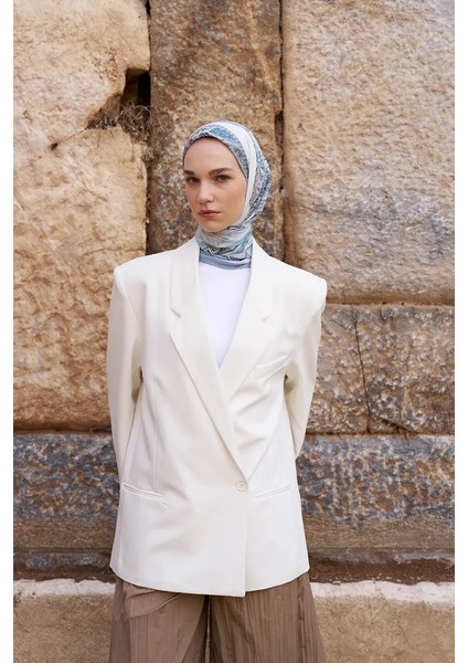 Mavi Ed Scarf Glaze Chain Desen Eşarp