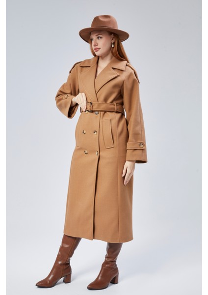 Taba Regular Apolet Detaylı Kruvaze Kaşe Kaban indirimleri