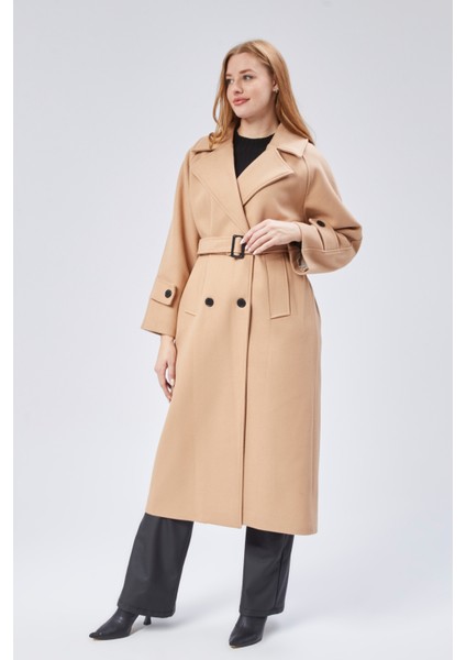 Bej Regular Kemerli Kaşe Kaban fiyatları