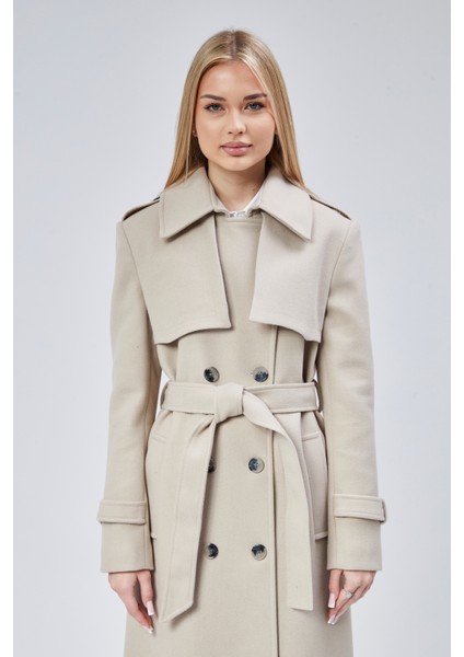 Kadın Regular Rüzgarlık Detaylı Kaşe Kaban fiyatları