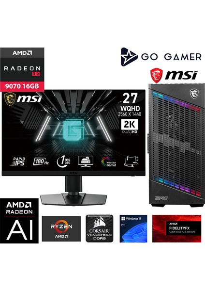 GA1202DK Amd Ryzen 7 9700X / 32GB Ddr5 6000MHZ / 1tb Nvme SSD 5000-3600MB-SN Gen4 / Rx 9070 16GB / 360MM Sıvı Soğutma / Msı 27" 2k 180Hz. / Windows 11 Pro Masaüstü Bilgisayar