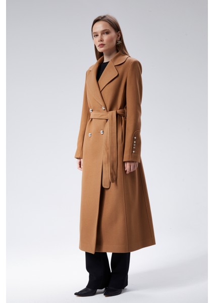 Kadın Kol Düğme Detaylı Regular Astarlı Kaban