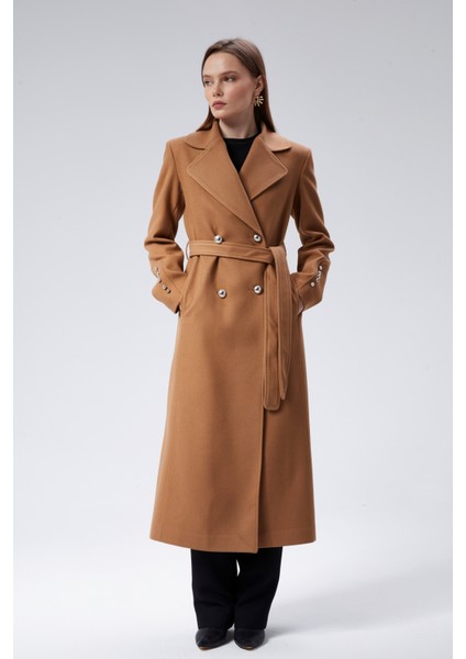 Kadın Kol Düğme Detaylı Regular Astarlı Kaban