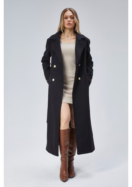 Kadın Kol Düğme Detaylı Regular Astarlı Kaban