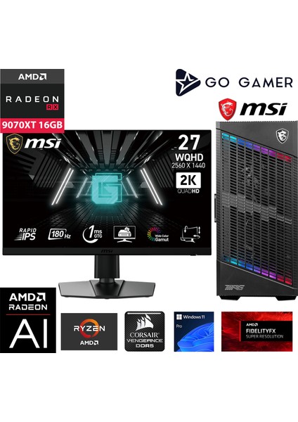 GA1211DK Amd Ryzen 7 9700X / 32GB Ddr5 6000MHZ / 1tb Nvme SSD 5000-3600MB-SN Gen4 / Rx 9070XT 16GB / 360MM Sıvı Soğutma / Msı 27" 2k 180Hz. / Windows 11 Pro Masaüstü Bilgisayar