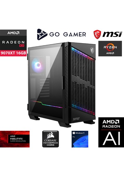 GA1211DK Amd Ryzen 7 9700X / 32GB Ddr5 6000MHZ / 1tb Nvme SSD 5000-3600MB-SN Gen4 / Rx 9070XT 16GB / 360MM Sıvı Soğutma / Msı 27" 2k 180Hz. / Windows 11 Pro Masaüstü Bilgisayar