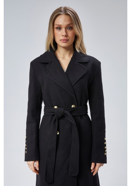 Kadın Kol Düğme Detaylı Regular Astarlı Kaban