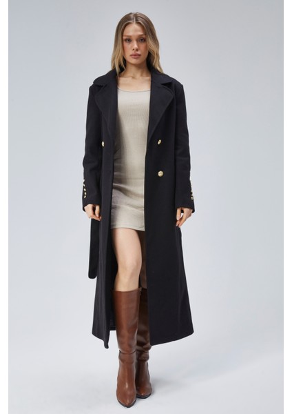 Kadın Kol Düğme Detaylı Regular Astarlı Kaban