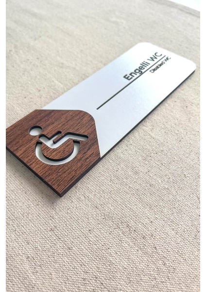 Engelli Wc Kapı Tabelası – Mdf Tuvalet Yönlendirme Levhası | 19X7 cm Çift Katmanlı fiyatları