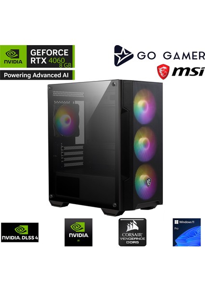 GA1125D Amd Ryzen 7 9700X / 32GB Ddr5 6000MHZ / 1tb Nvme SSD 5000-3600MB-SN Gen4 / RTX4060 8gb / 240MM Sıvı Soğutma / Msı 27" 180Hz. / Windows 11 Pro Masaüstü Bilgisayar