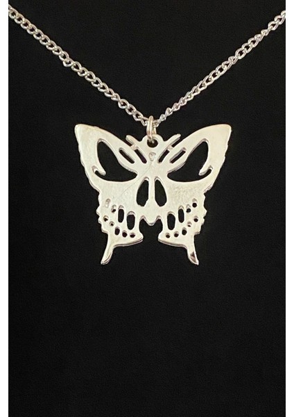 Paslanmaz Çelik Retro Vintage Aesthetic Grey Butterfly Zincirli Kolye fiyatları