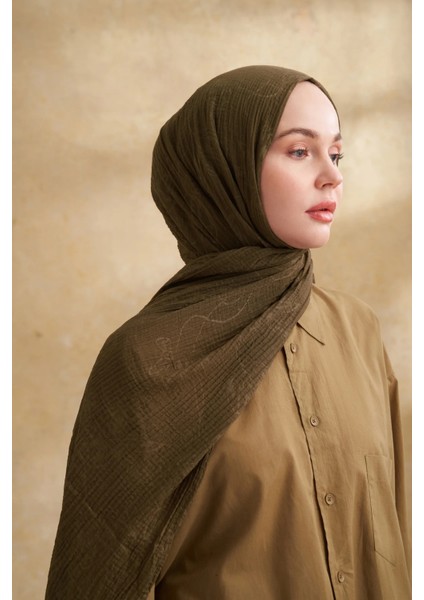 Haki Armanda Müslin Şal 3351 modelleri