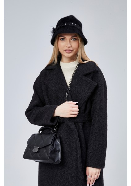 Siyah Buklet Kaşe Oversize Kaban fiyatları