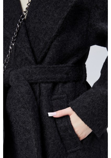 Siyah Buklet Kaşe Oversize Kaban modelleri