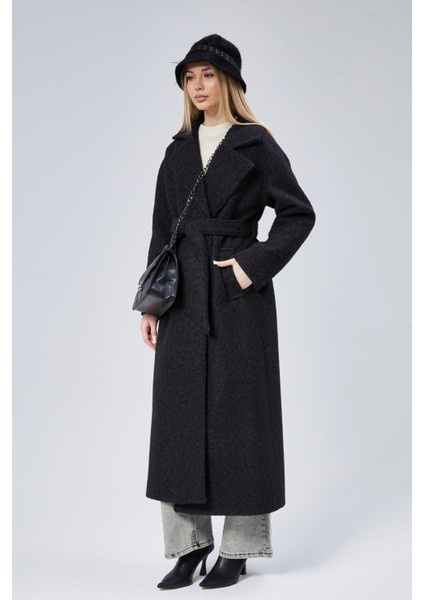 Siyah Buklet Kaşe Oversize Kaban indirimleri