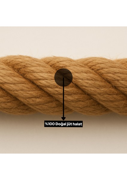 Jüt Halat Sarkıt Avize Kablolu Halatlı Rustik Lamba (100 cm 15 Adet)