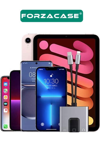 3 In 1 Lightning & Type-C To Ethernet Adaptörü RJ45, Aux, Şarj Destekli Çevirici - FC1083 modelleri