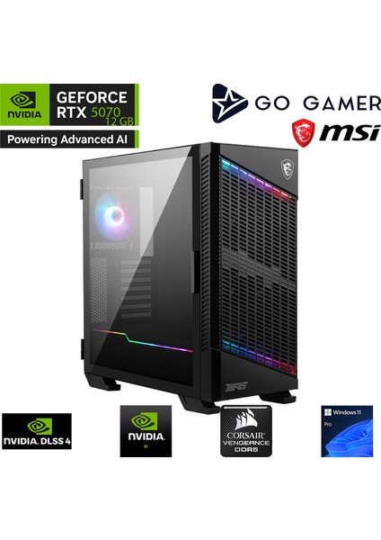 GA1949K Amd Ryzen 9 9900X / 32GB Ddr5 6000MHZ / 2tb Nvme SSD 6000-5000MB-SN / Rtx 5070 12GB / 360MM Sıvı Soğutma / B650 Gaming / Windows 11 Pro Masaüstü Bilgisayar