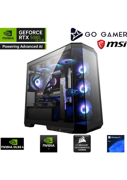 GA1465DP Amd Ryzen 9 7900 / 32GB Ddr5 6000MHZ / 2tb Nvme SSD 6000-5000MB-SN / Rtx 5080 16GB / 240MM Sıvı Soğutma / Msı 27" 2k 180Hz. / Windows 11 Pro Masaüstü Bilgisayar