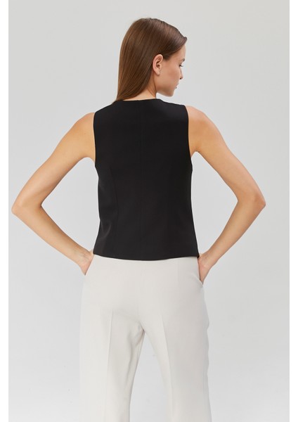 Kadın Regular V Yaka Düğmeli Yelek