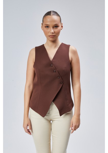 Kadın Regular V Yaka Düğmeli Yelek modelleri